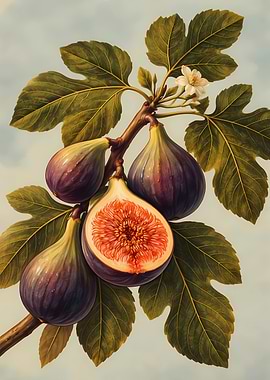 Ripe Figs on a Branch