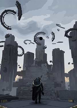 Warrior Ascends Ancient Steps Crimson Desert