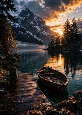Serene Mountain Lake at Sunset
