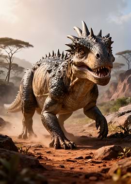 Spiky Dinosaur in a Dry Landscape