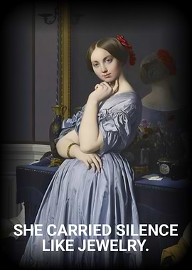 Woman in Blue Dress with Jewelry