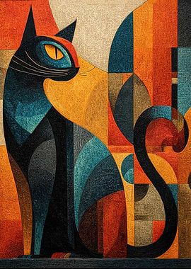 Abstract Cat Painting