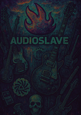 Audioslave Band Poster with Guitars and Skull