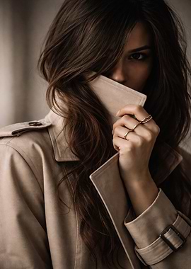 Woman in Trench Coat Hiding Face