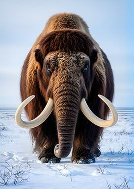 Woolly Mammoth in Snowy Landscape