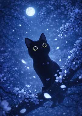 Black Cat Under the Moon