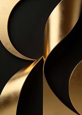 Abstract Gold Ribbons on Black