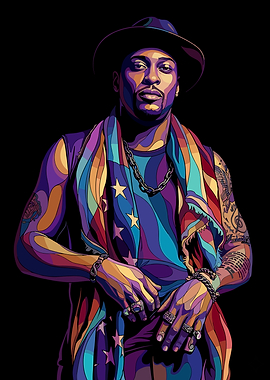 Colorful Portrait of a D'Angelo in a Hat