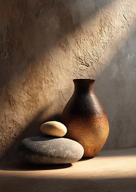 Still Life with Vase and Stones