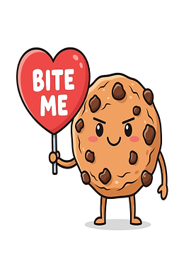 Cute Cookie Holding 'Bite Me' Sign