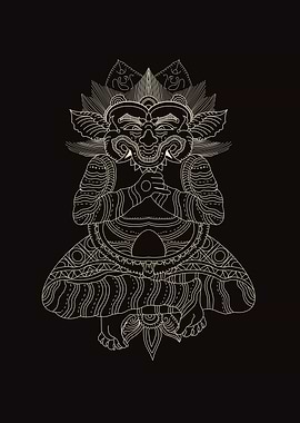 Balinese Ornate Traditional Mask Illustration