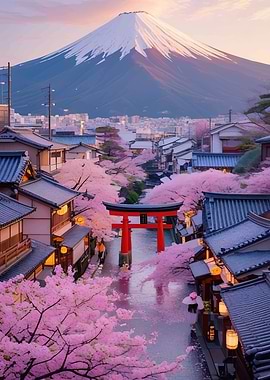 Mount Fuji and Cherry Blossoms