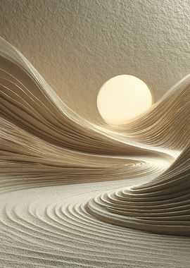 Zen Garden Landscape with Glowing Orb