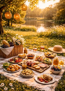 Idyllic Summer Picnic by the River