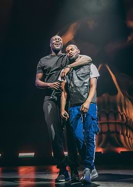 Two male musicians on stage