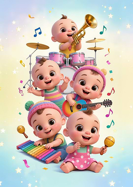 Cute Babies Playing Music
