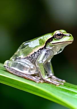 Glass Frog on Green Leaf