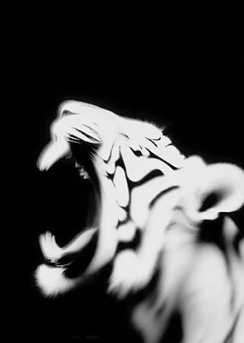 Roaring White Tiger Spray Paint Art
