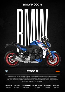 BMW F 900 R Motorcycle Poster
