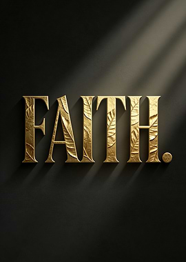 Golden FAITH text with leaf pattern