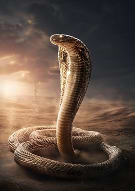 Majestic Cobra in a Desert Landscape