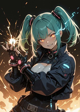 Anime Girl with Electric Powers