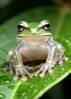 Glass Frog on a Leaf