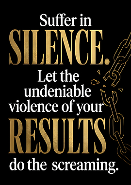 Mental Toughness Suffer in Silence Results Gold Foil Quote Art