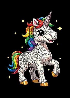 Rainbow Lego Unicorn with Stars