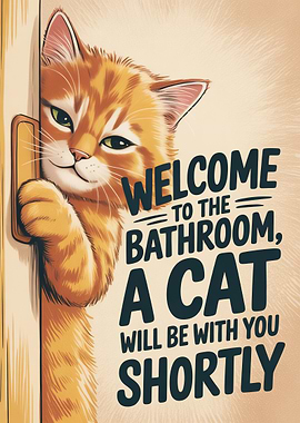 Cat Peeking in Bathroom Door
