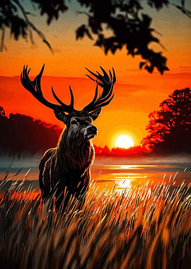Majestic Stag at Sunset