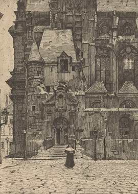 Nun in front of a grand cathedral
