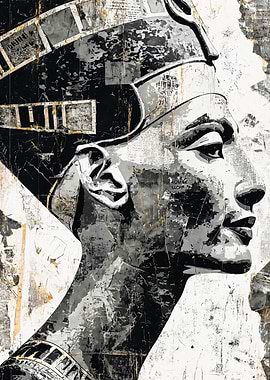 Nefertiti Egyptian Queen Newspaper Collage