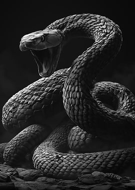 Fierce Snake with Open Mouth