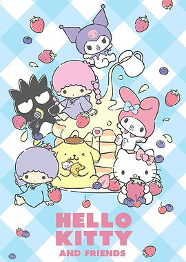 Sanrio Characters Enjoying a Berry Pancake Feast