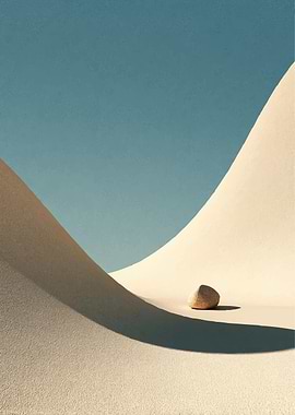 Desert Dunes and Single Rock