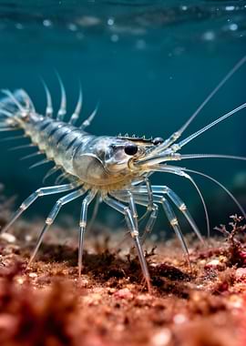 Underwater Shrimp on Seabed