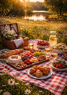 Idyllic Summer Picnic by the Lake