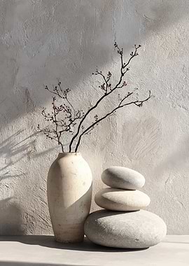 Zen stones and vase with branches