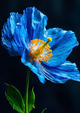 Vibrant Blue Himalayan Poppy Macro