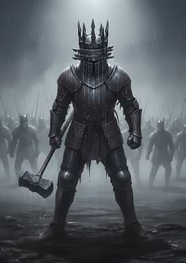 Dark Knight with Hammer and Army