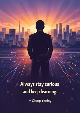 Man overlooking futuristic cityscape at sunrise