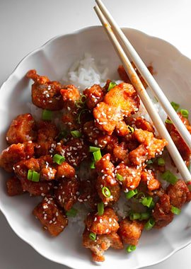 Spicy Sesame Chicken with Rice