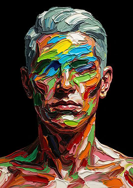 Abstract Portrait with Thick Paint Strokes
