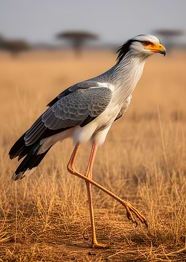 Secretary Bird in African Savannah