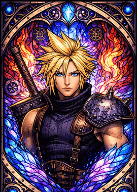 Cloud Strife Stained Glass Art