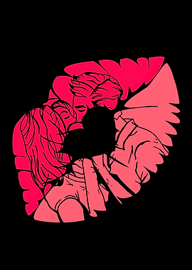 Couple Embracing in Pink and Red