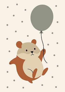 Cute Hamster Holding a Balloon