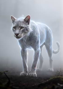 Ghostly White Tiger in Fog