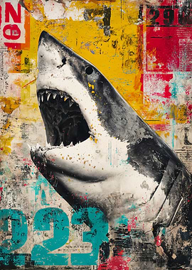 Great White Shark Urban Collage